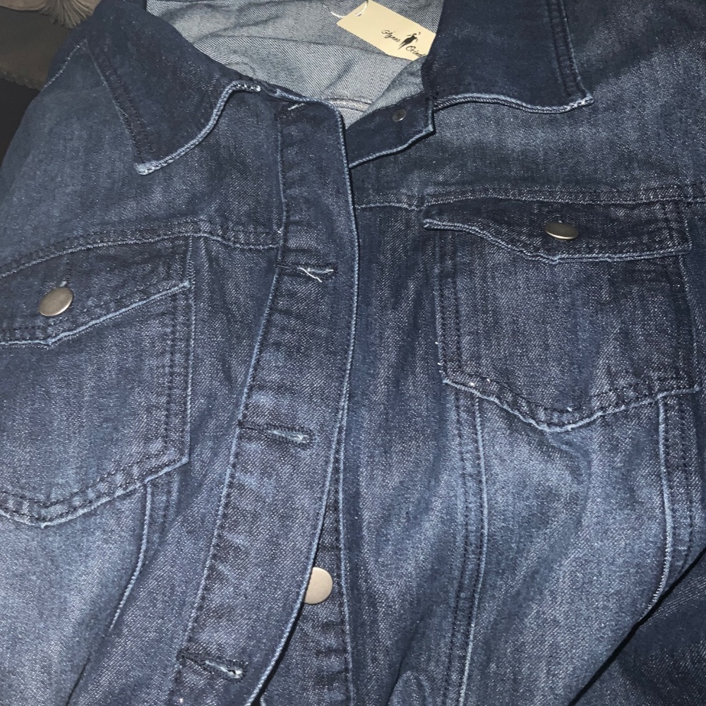 Agnes Orinda Denim Jacket Jean Shacket Size 4X Dark Blue RET $87.99 - Picture 15 of 16